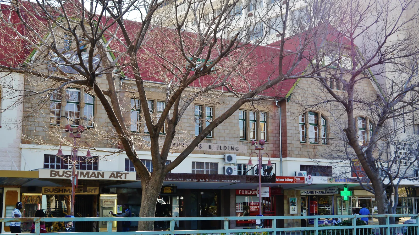 Shops and offices on Independence Avenue in central Windhoek, Namibia