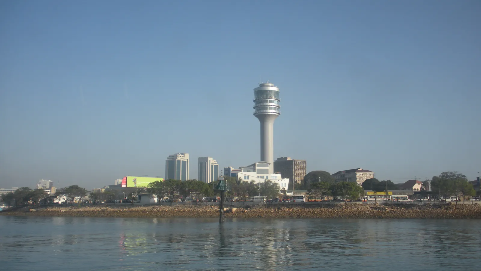 The Dar es Salaam waterfront and skyline seen from the harbour
